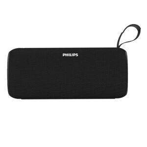 PHILIPS Audio TAS1400BK Wireless Bluetooth Speaker with Deep Bass, Passive Radiator, 12W Sound Output, 1200mAh Rechargable Battery, RGB Light Modes, 10H Playtime, Supports TF/USB/BT Modes (Black)